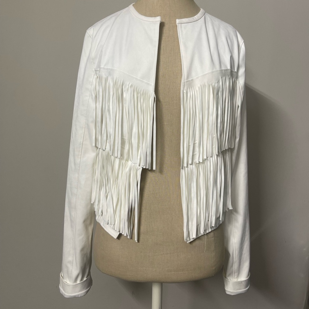 Hutch White fringe jacket coat